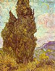 Vincent Van Gogh Canvas Paintings - Two Cypresses